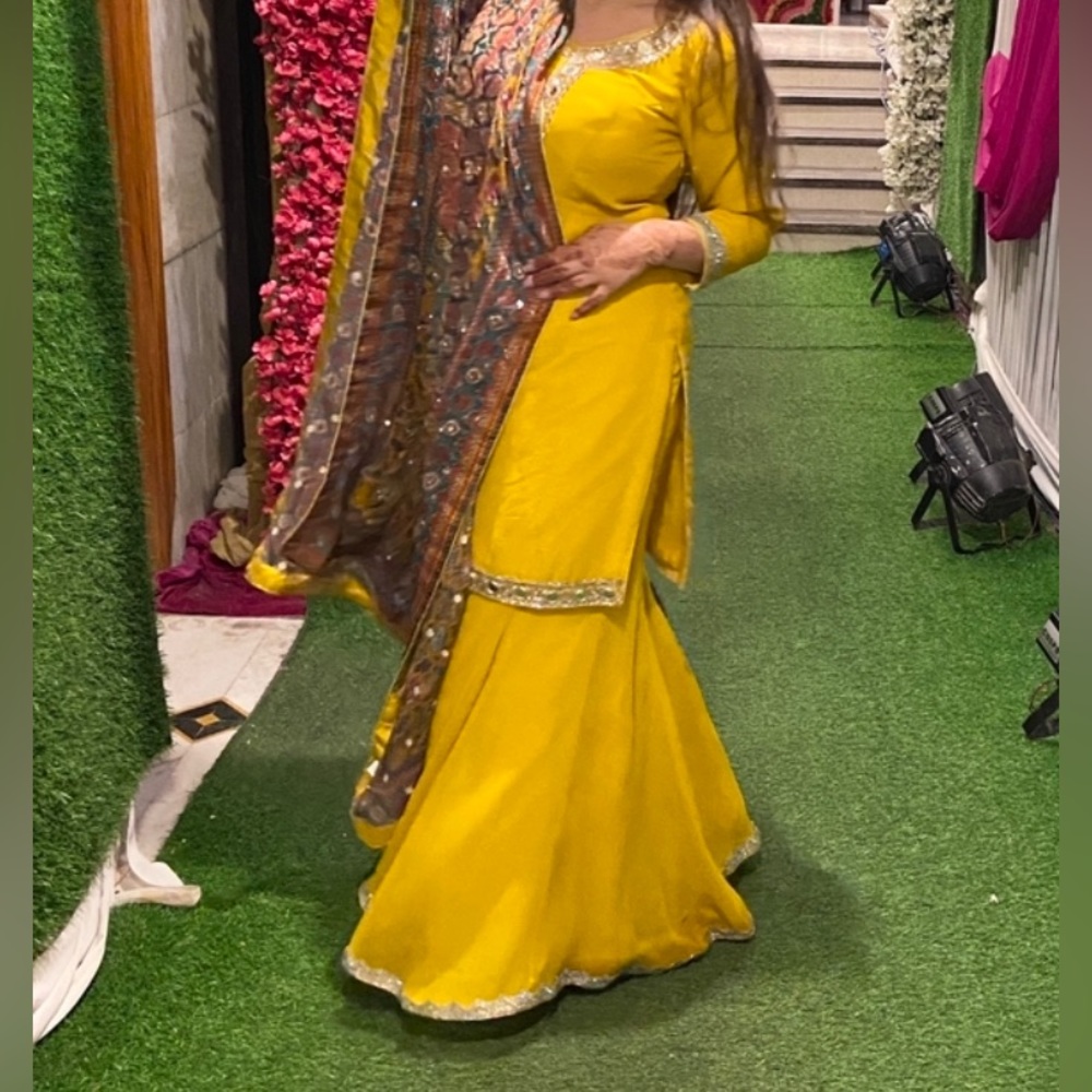 Yellow Fancy Sharara Suit